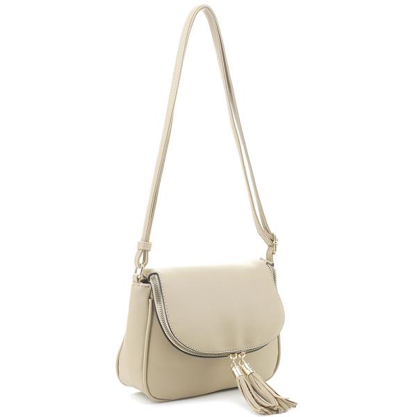 SMOOTH TASSEL ZIPPER CROSSBODY BAG