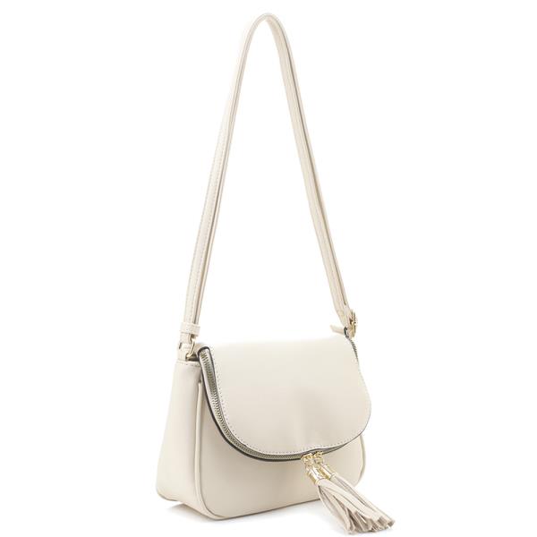 SMOOTH TASSEL ZIPPER CROSSBODY BAG