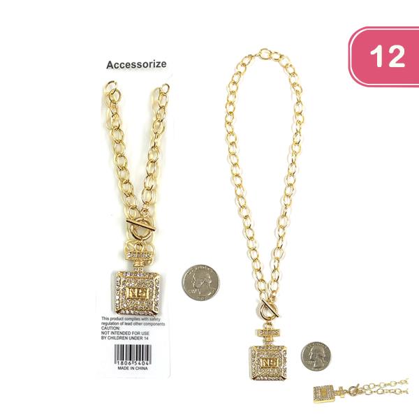 RHINESTONE CHAIN NECKLACE 12 UNITS