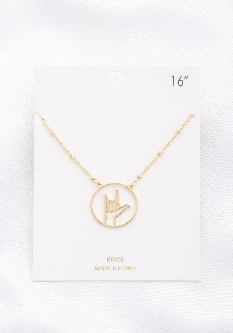 OPEN PEACE HAND SIGN NECKLACE