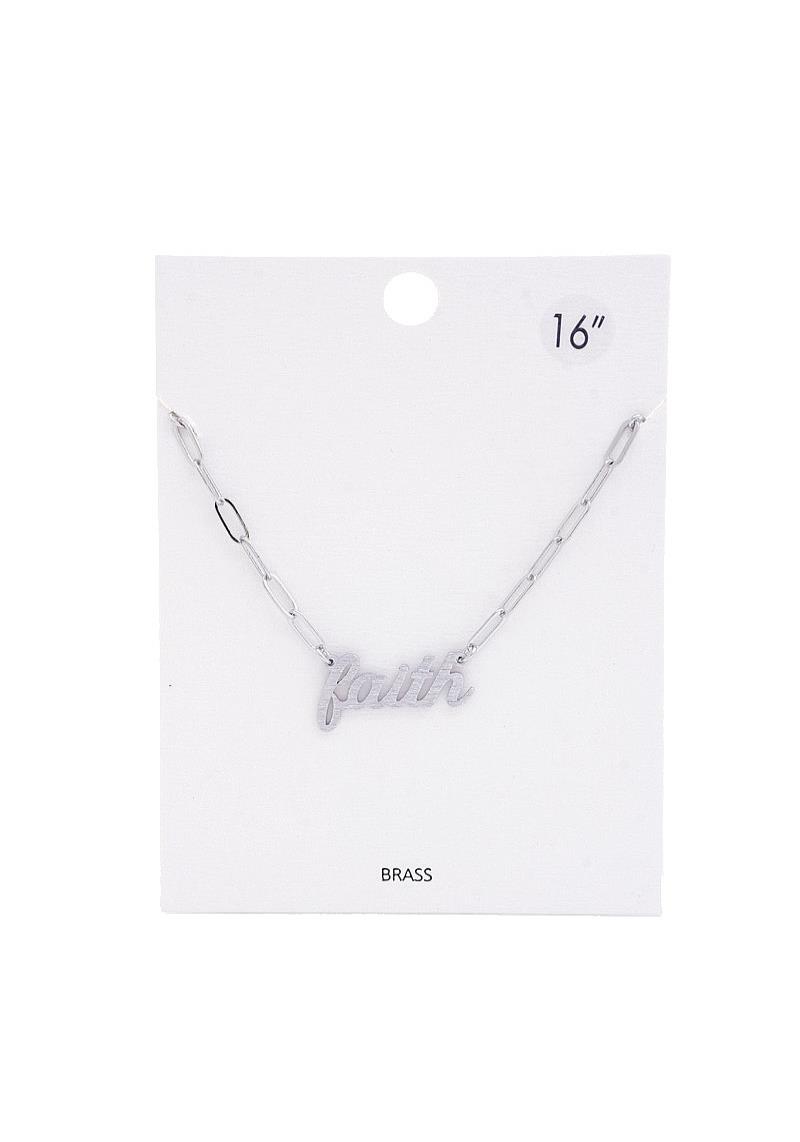 CURSIVE FAITH OVAL LINK NECKLACE