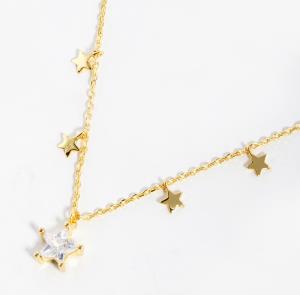 STAR CHARM STATION WHITE GOLD DIPPED NECKLACE