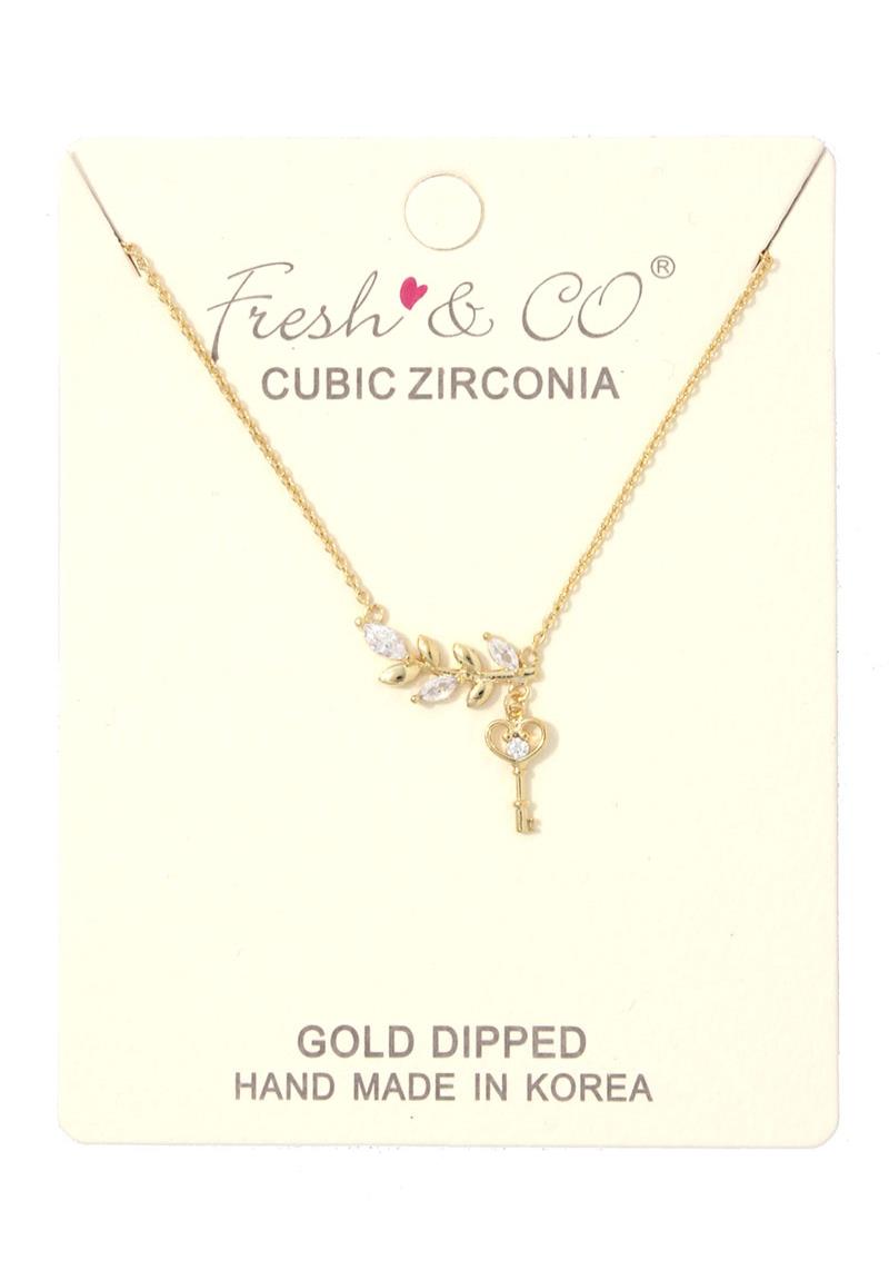 LEAF KEY CHARM NECKLACE
