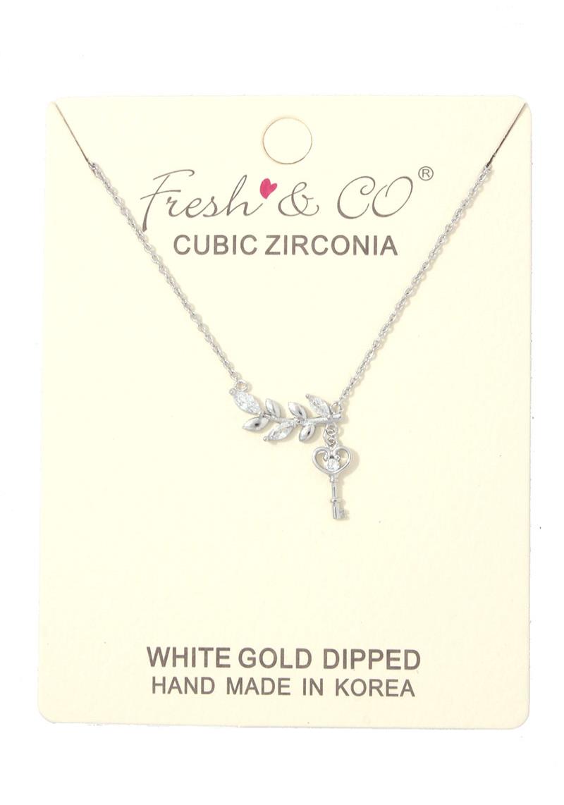 LEAF KEY CHARM NECKLACE
