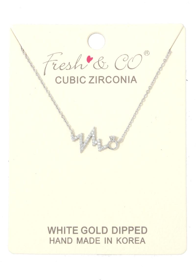 LIFELINE PULSE HEARTBEAT CHARM RING NECKALCE