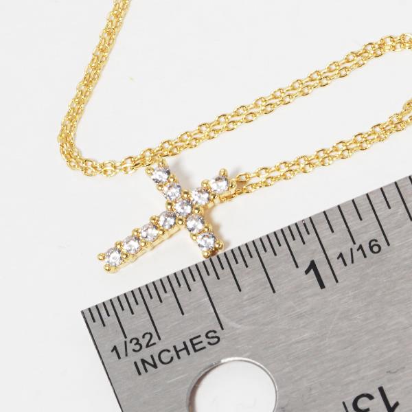 GOLD DIPPED CZ CROSS PENDANT NECKLACE