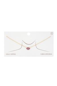 LIPS RHINESTONE GOLD DIPPED NECKLACE