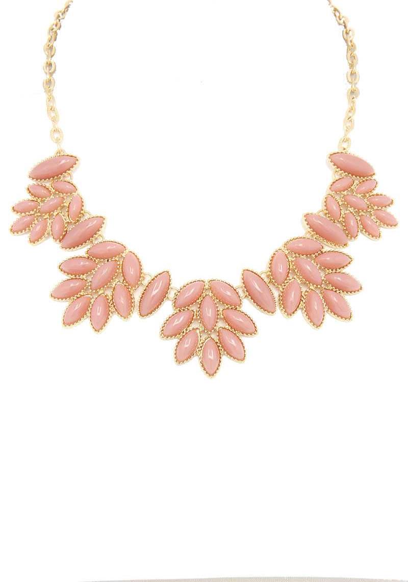 POINTED OVAL BEADED STATEMENT NECKLACE