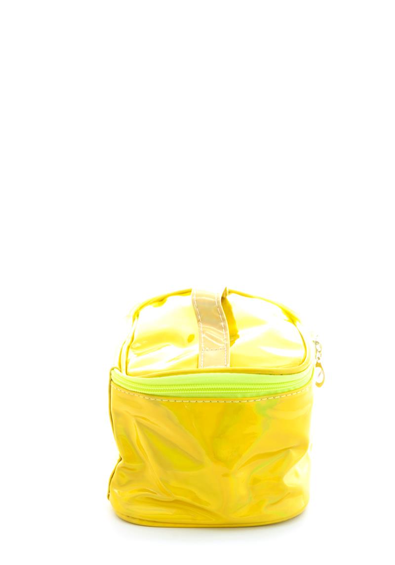 DONT LOOK INTO MY BAG PRINT COSMETIC BAG - NEON YELLOW