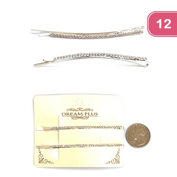 FASHION RHINESTONE HAIR PIN 2 PC SET (12 UNITS)