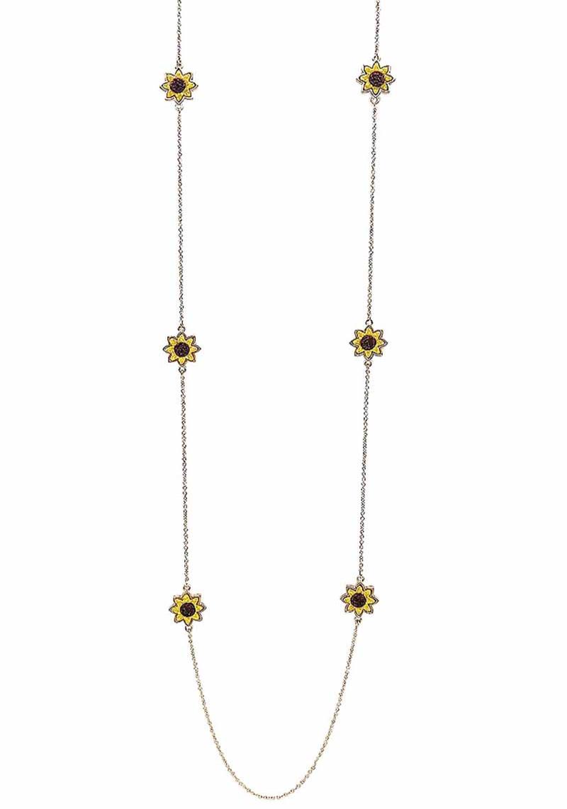 METAL CHAIN FLOWER LONG NECKLACE