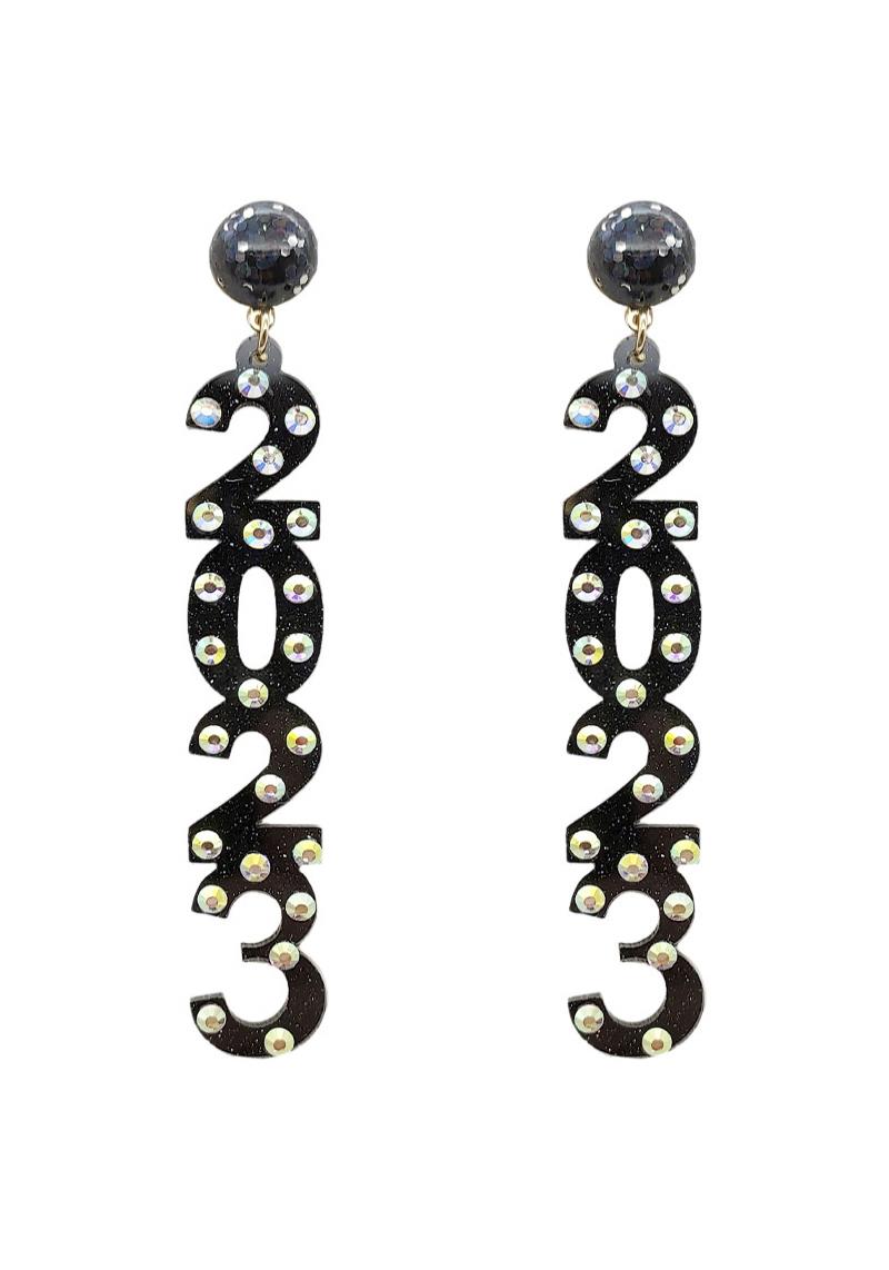 RHINESTONE NEW YEAR 2023 EARRING