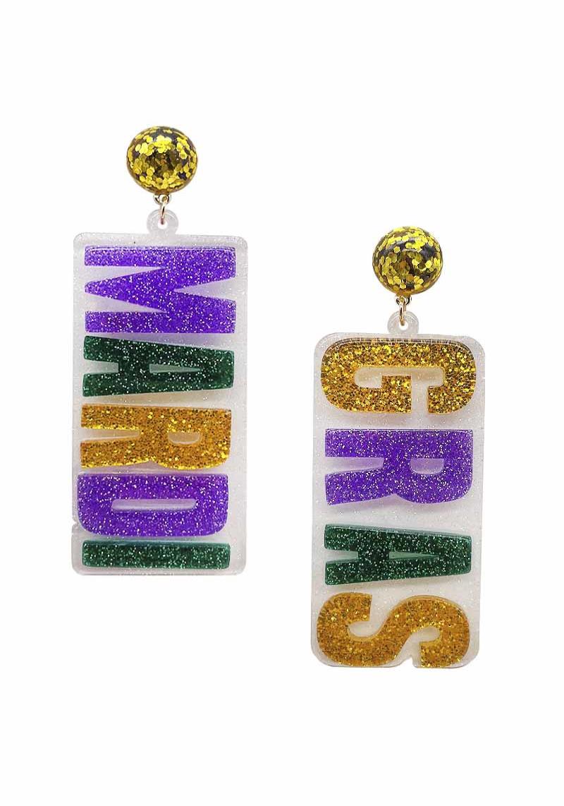 MARDI GRAS DANGLE EARRING