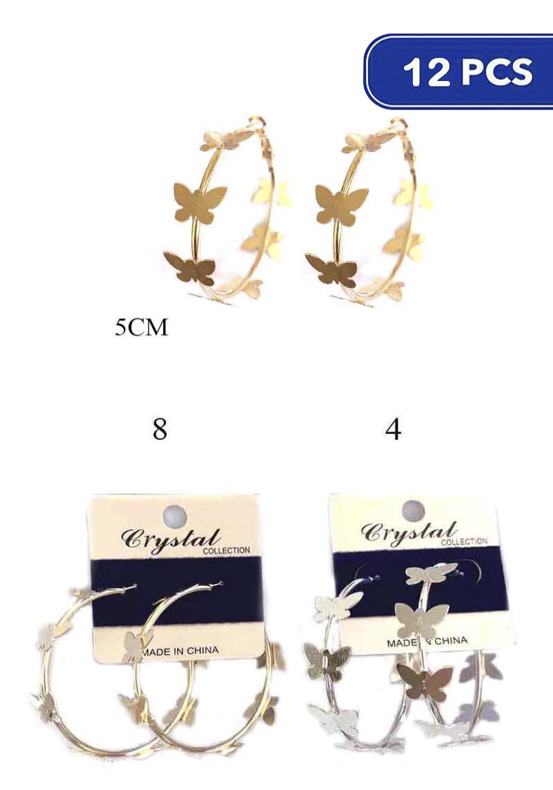 FASHION BUTTERFLY HOOP EARRING (12 UNITS)