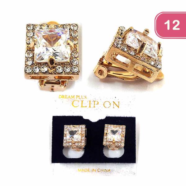 FASHION STONE CLIPS ON EARRING (12 UNITS)