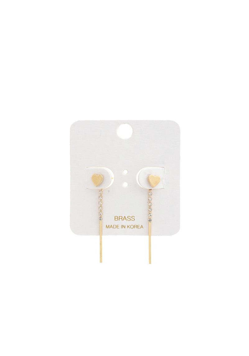 DAINTY HEART RHINESTONE DANGLE EARRING