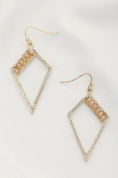 GEOMETRIC SHAPE BEADED DANGLE EARRING