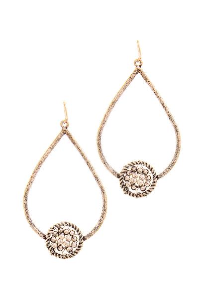 WATER DROP ROUND BEADED HOOK METAL EARRING