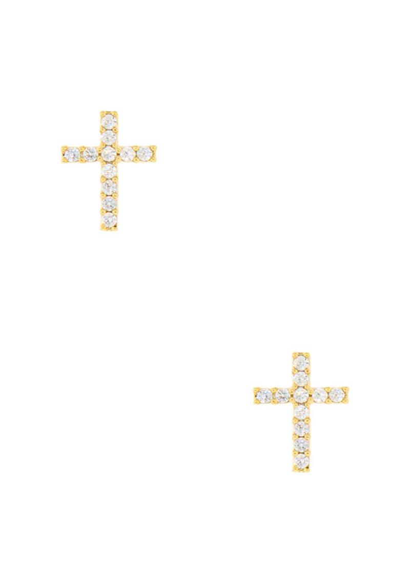 RHINESTONE CROSS STUD EARRING