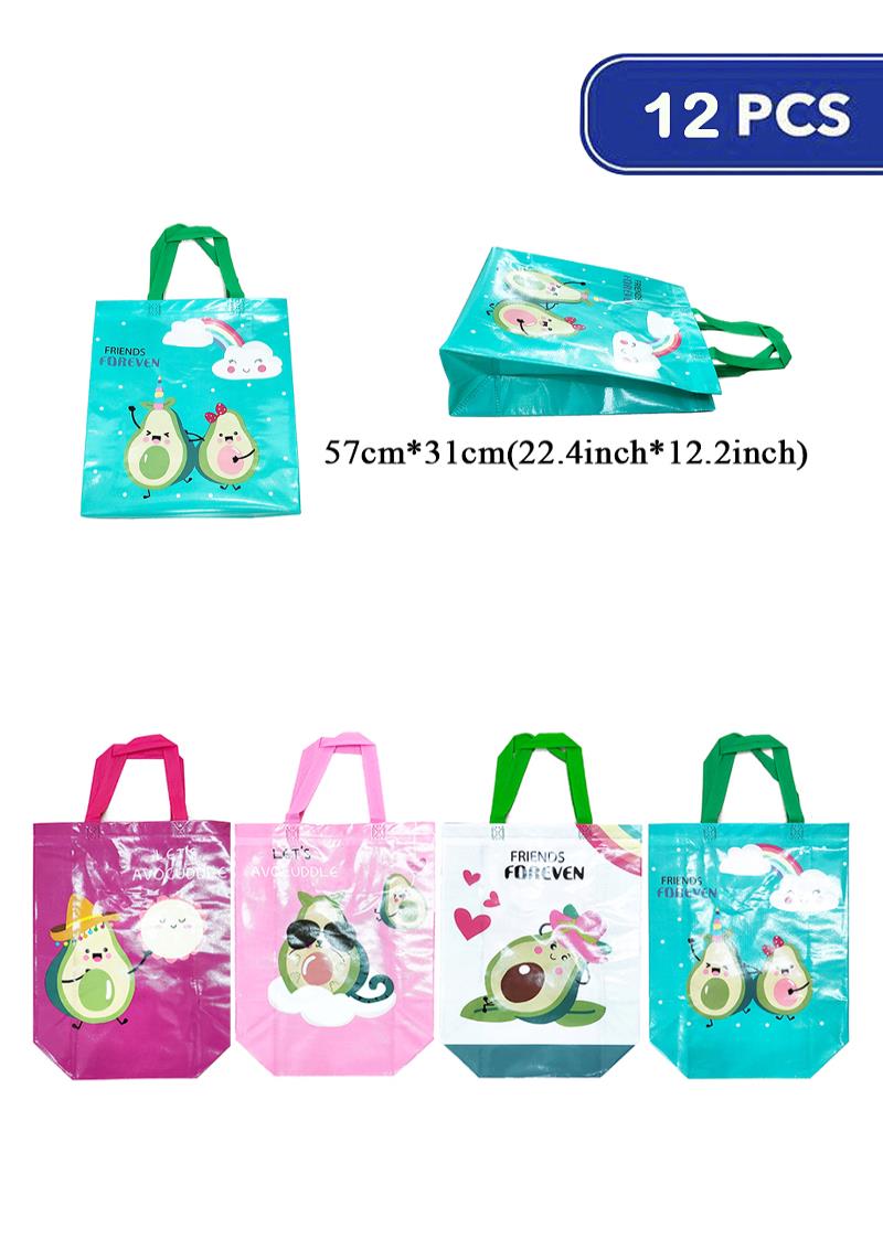 HAPPY AVOCADO REUSABLE MULTI PURPOSE SHOPPING BAG TOTE (12 UNITS)