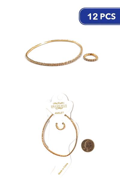 FASHION RHINESTONE ANKLET AND TOE RING SET (12 UNITS)