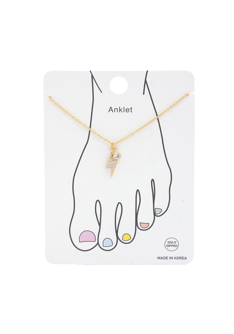 RHINESTONE LIGHTING BOLT GOLD DIPPED ANKLET