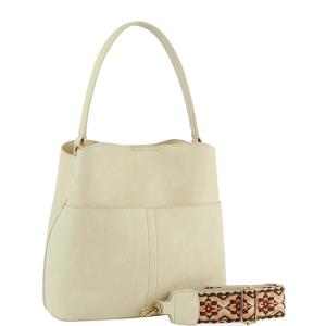 MODERN SMOOTH PLAIN HOBO BAG WITH GUITAR STRAP