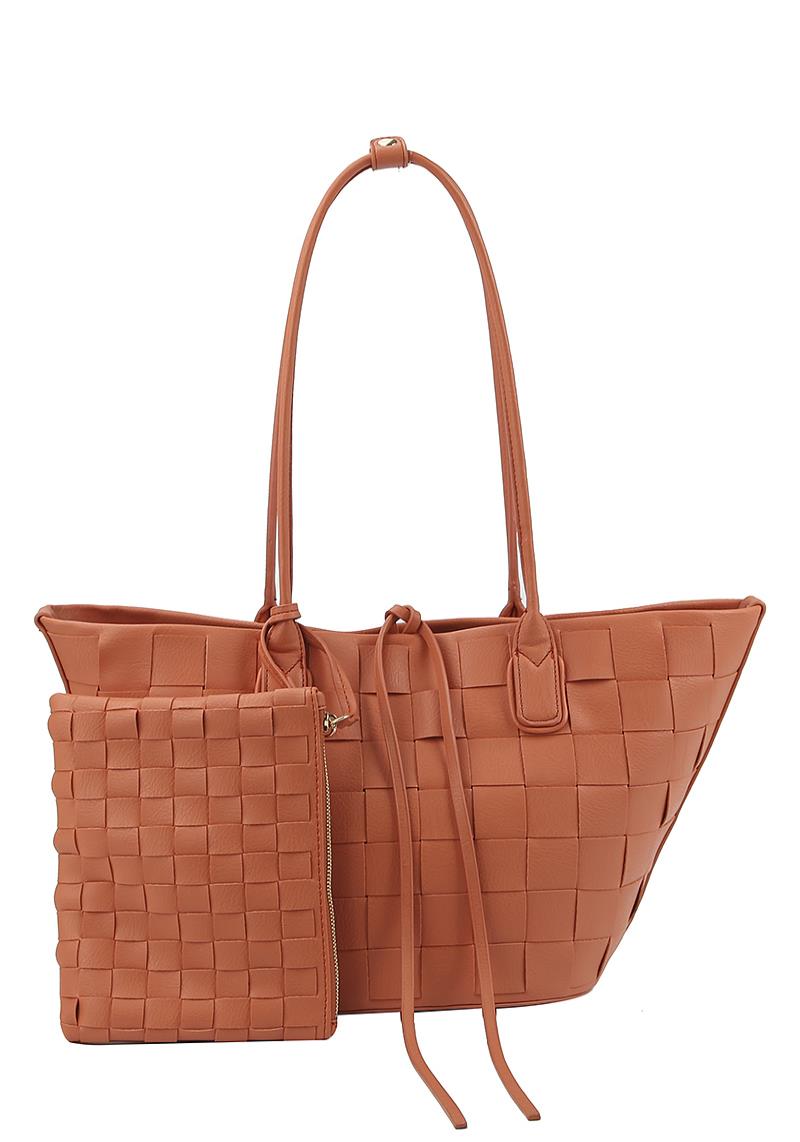 2IN1 FASHION TRENDY TOTE BAG WITH MATCHING CLUTCH SET