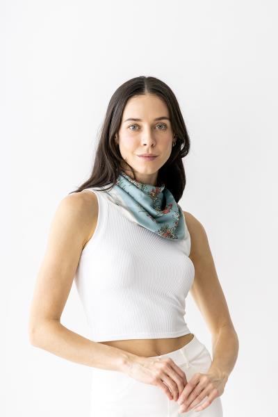 FASHION FLOWER SILKY NECK SCARF