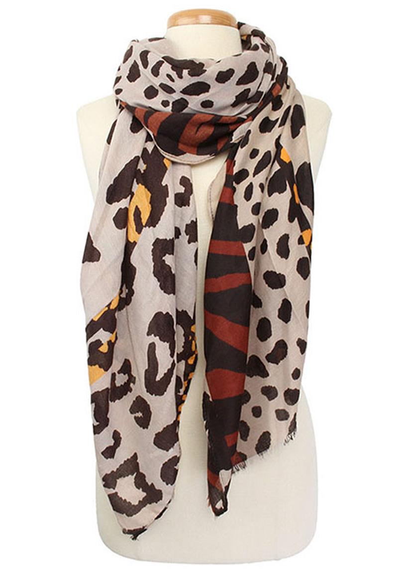 SILKY LEOPARD STRIPE DESIGN SCARF