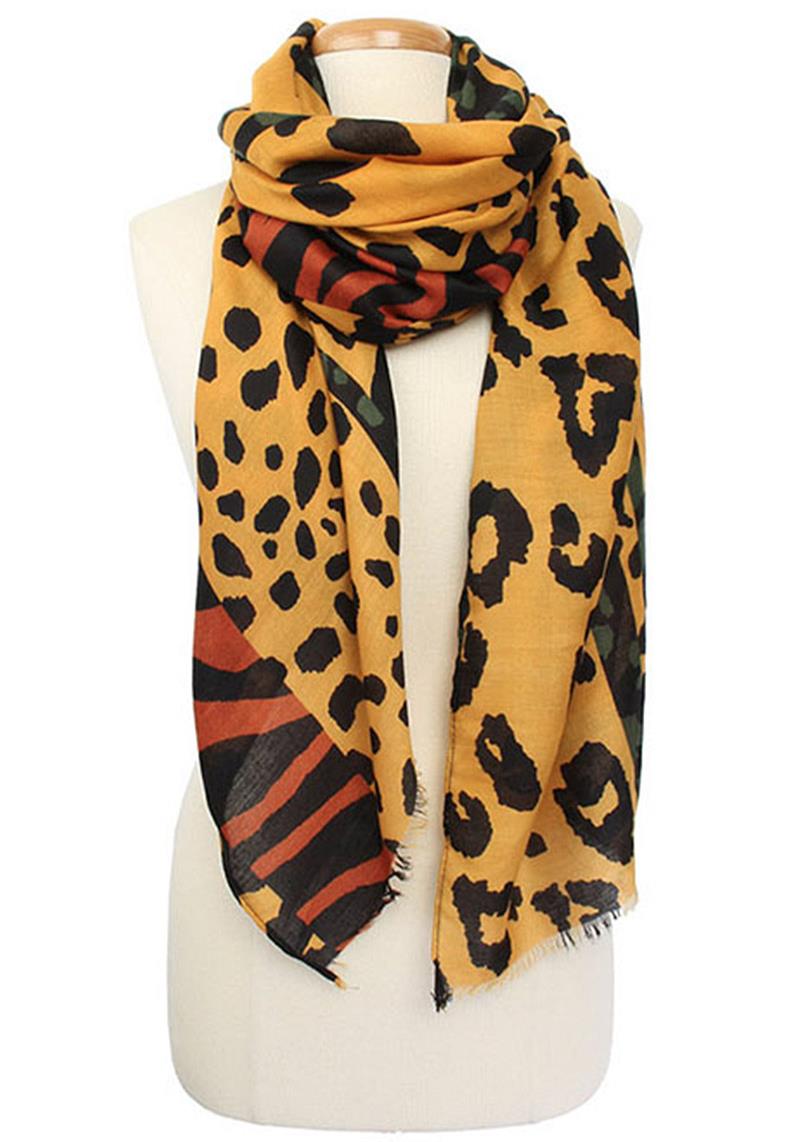SILKY LEOPARD STRIPE DESIGN SCARF
