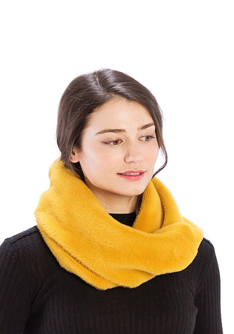 SOLID COLOR FAUX MINK FUR INFINITY SCARF