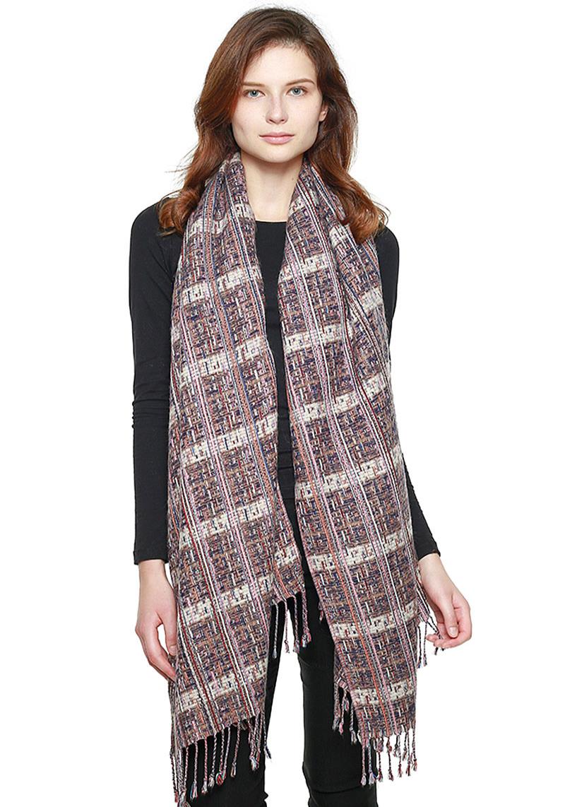MULTI STRIPED FRINGED SCARF