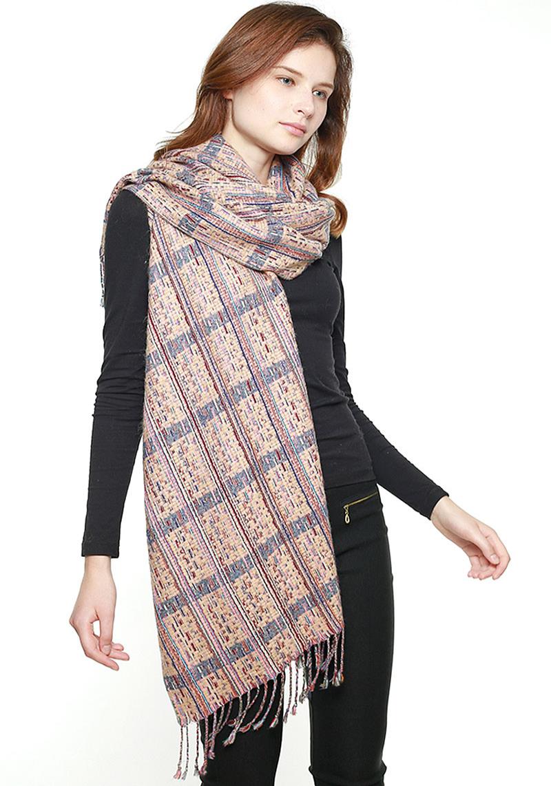 MULTI STRIPED FRINGED SCARF