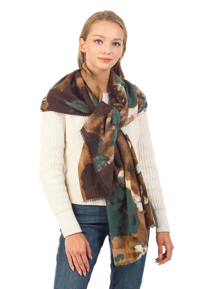 BRUSHED FLOWER PRINT SCARF
