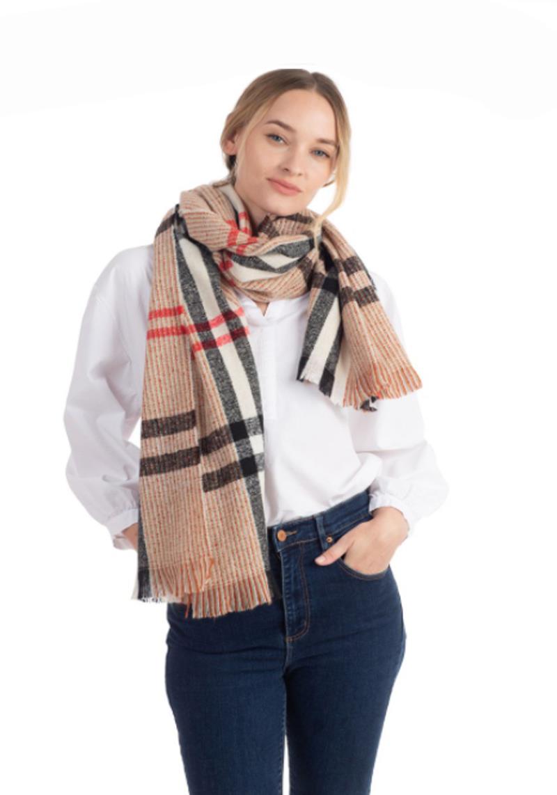 SIMPLE PLAID SOLID COLOR CHECK OBLONG SCARF