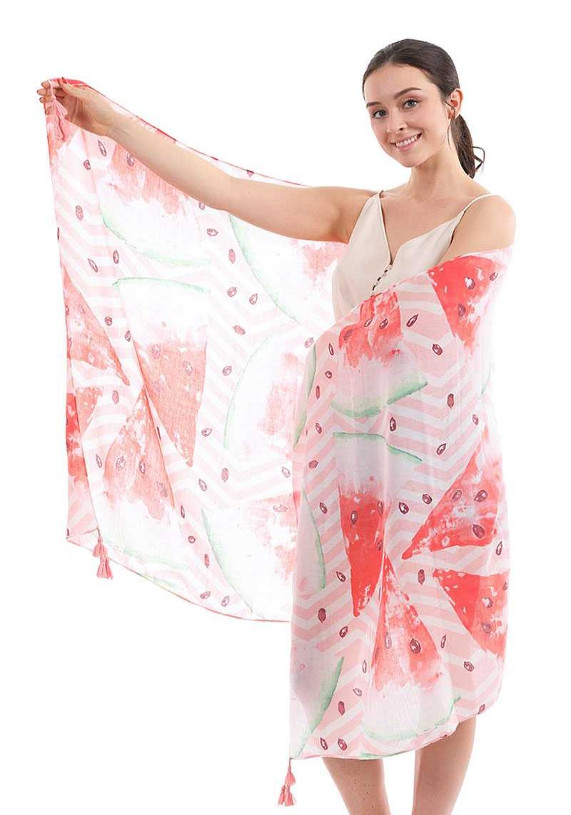 CHIC CUTE WATERMELON PATTERN SARONG SCARF WITH TASSLE