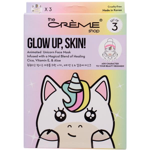 THE CREME SHOP GLOW UP SKIN ANIMATED UNICORN FACE MASK SET OF 3