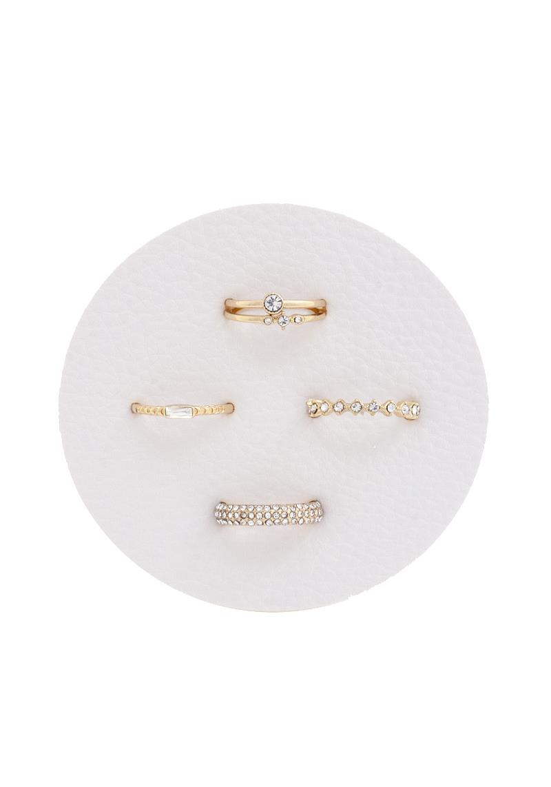 RHINESTONE ASSORTED METAL RING SET