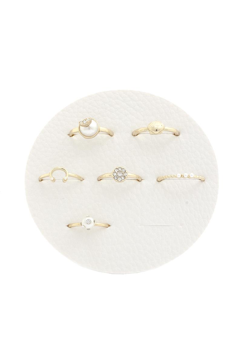 PEARL RHINESTONE RING SET