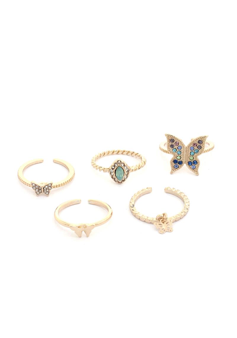 BUTTERFLY RHINESTONE RING SET