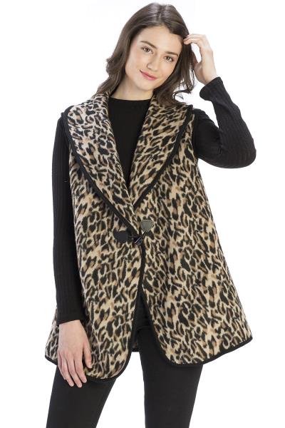 LEOPARD PATTERN WINTER VEST JACKET