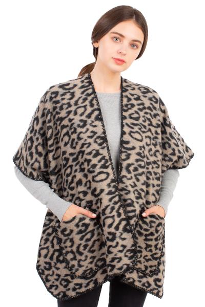 LEOPARD CAPE WITH POCKETS