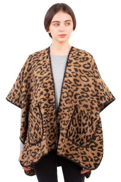 LEOPARD CAPE WITH POCKETS