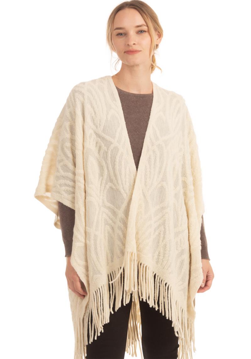 LEAFY PATTERN SOLID COLOR CAPE