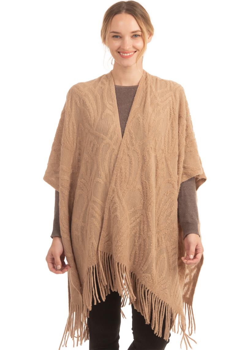 LEAFY PATTERN SOLID COLOR CAPE