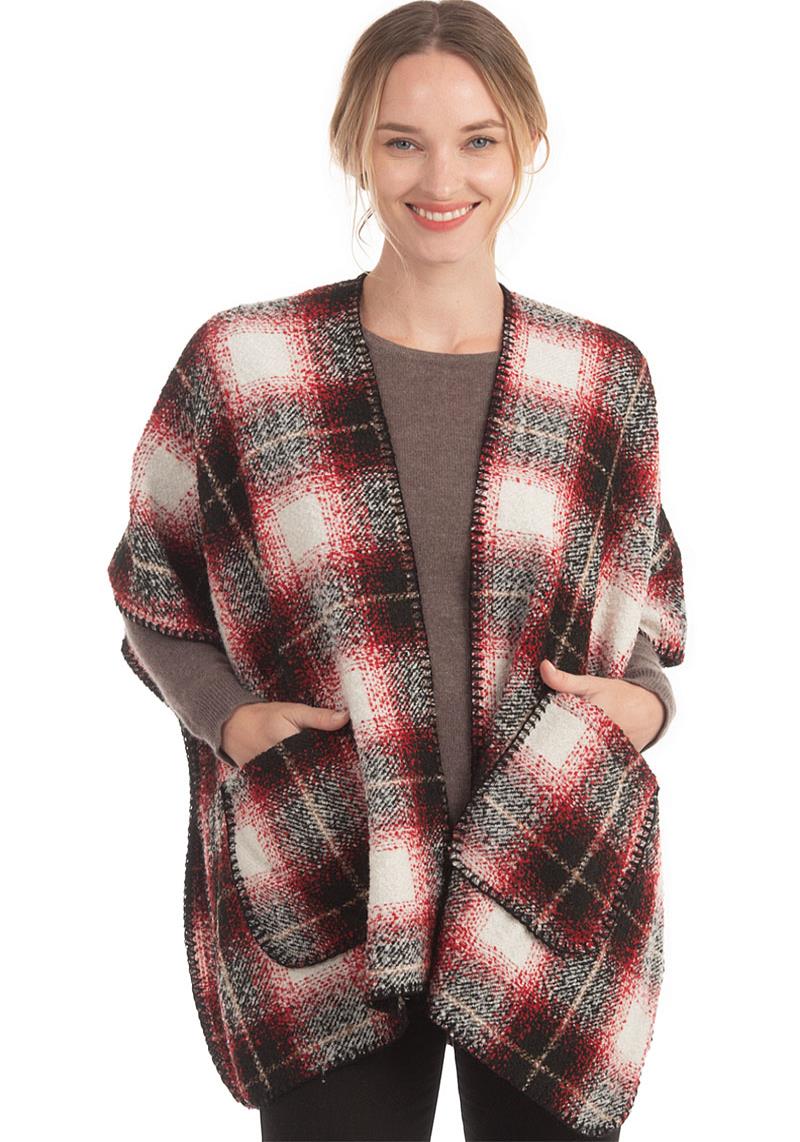 PATCHWORK PATTERN CAPE WITH POCKETS