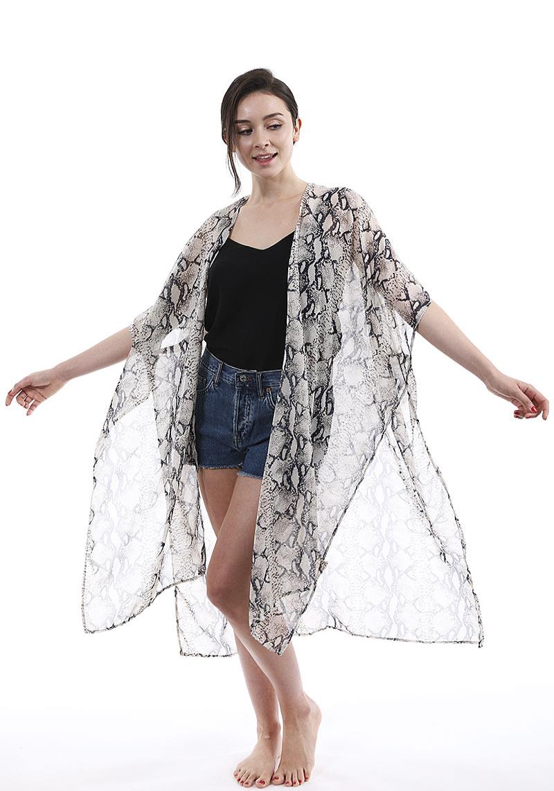 FASHION SNAKE SKIN PRINT COVER UP KIMONO