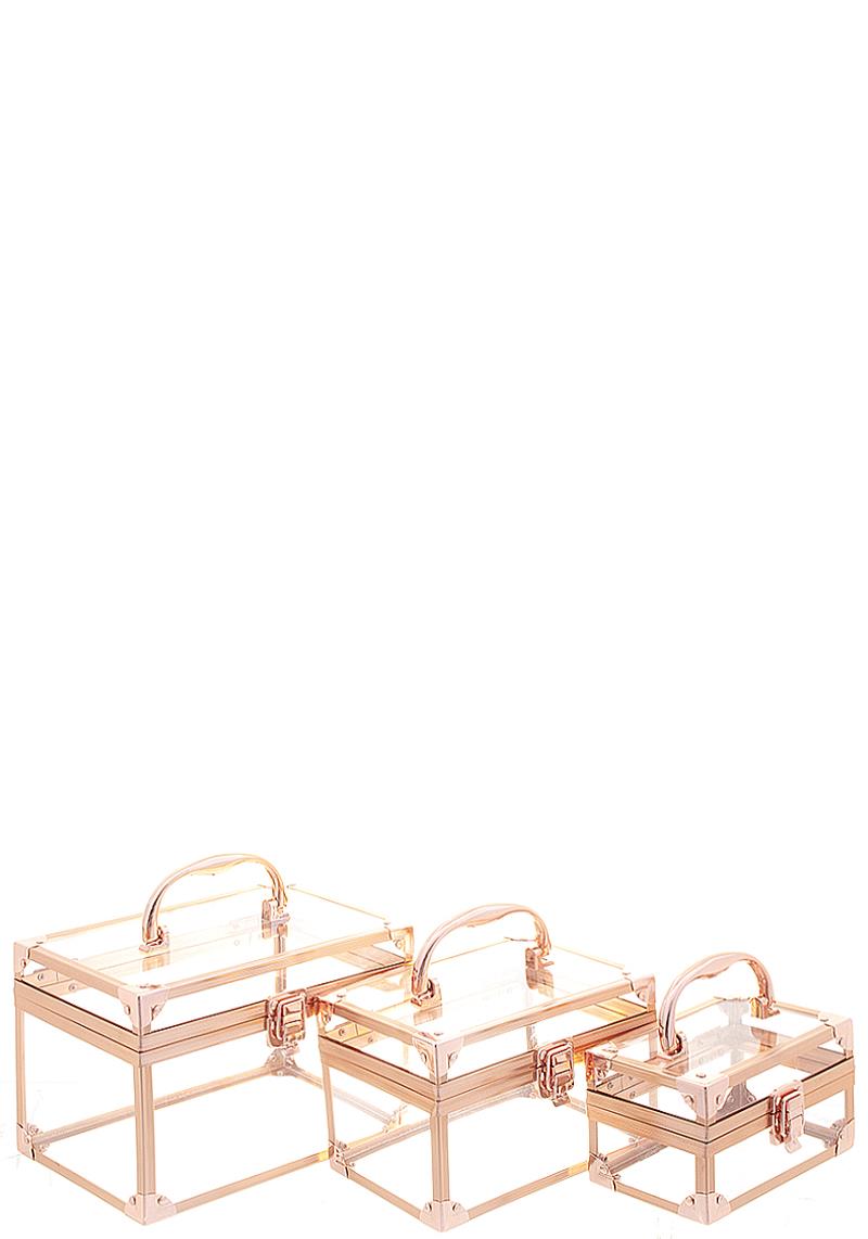 3IN1 METAL CLEAR COSMETIC BOX SET