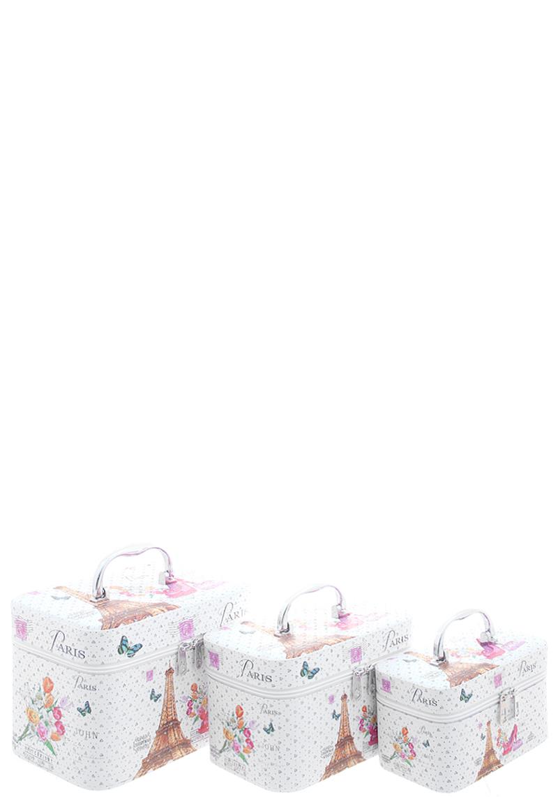 3IN1 PARIS TOWER BUTTERFLY FLORAL PRINT COSMETIC TOOL BOX SET